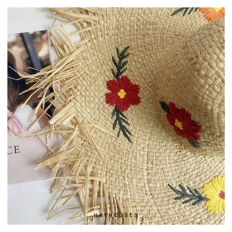 Original Raffia Women's Sun Hat Raw Brim