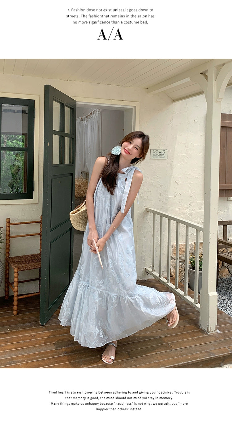 Lazy Vacation Style Dress Summer Elegant Halter