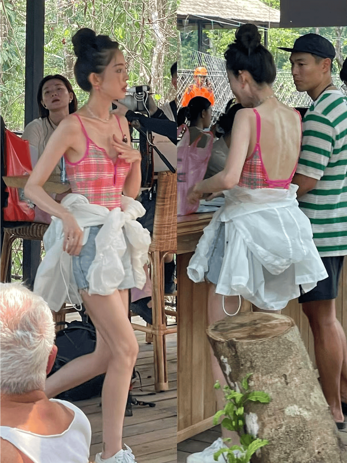 Thailand Gingham Fresh Niche Style Triangle One-Piece Swimsuit