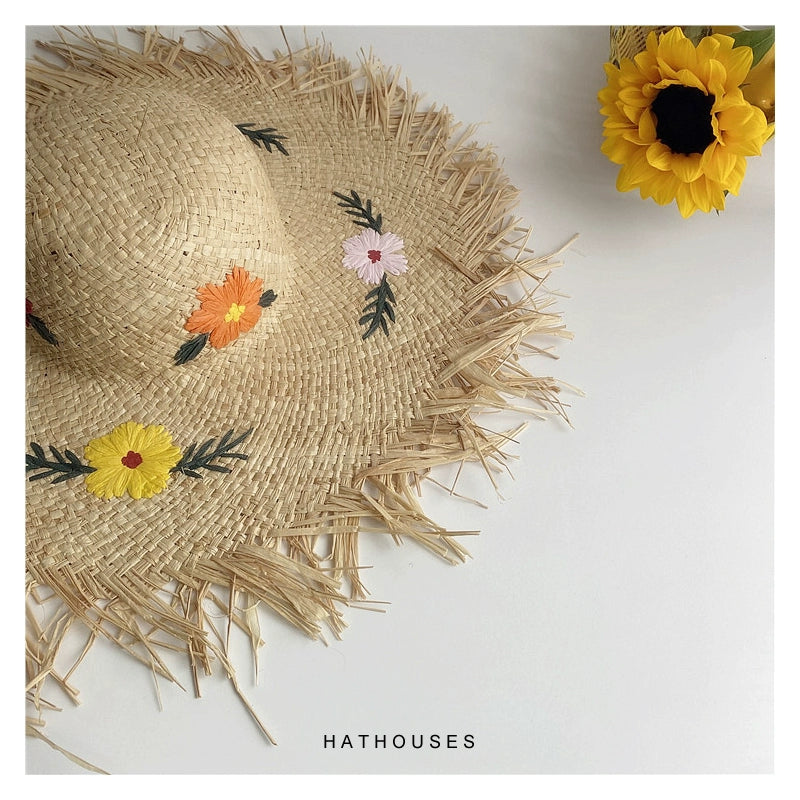 Original Raffia Women's Sun Hat Raw Brim