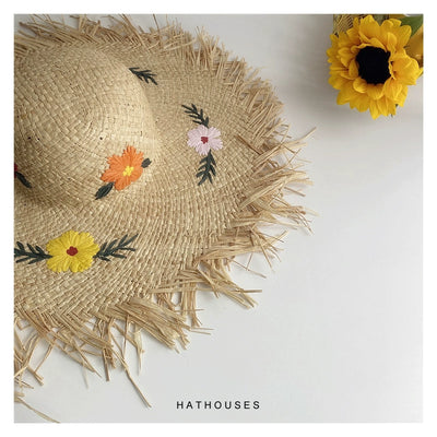 Original Raffia Women's Sun Hat Raw Brim