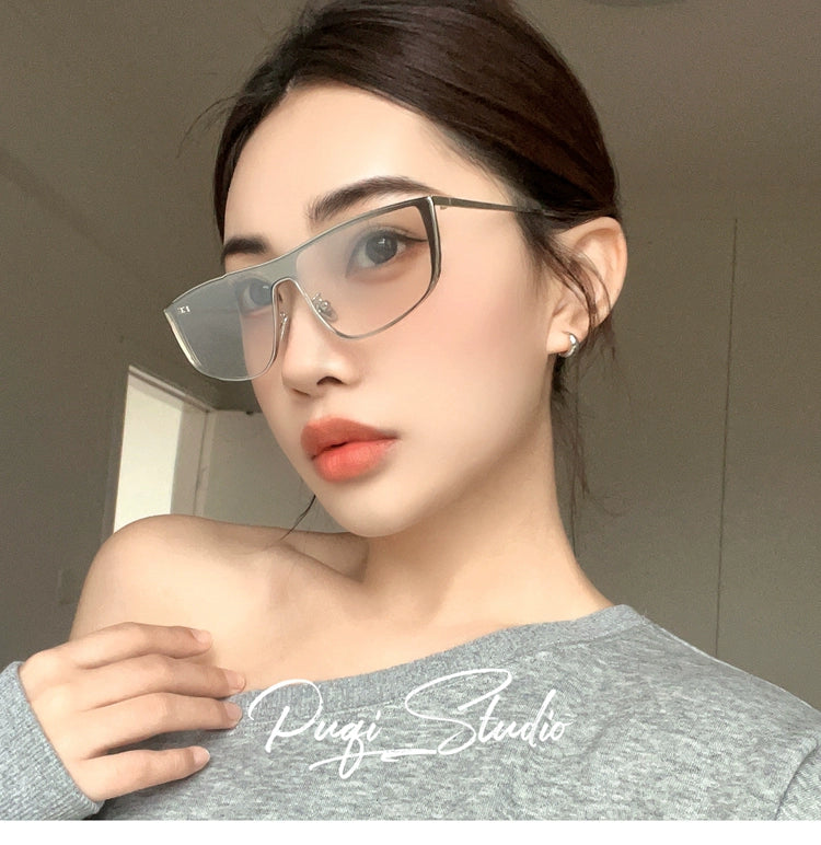 2024 New Autumn New One-Piece Windproof Goggles Y2g Cat Eye Retro Concave Shape Sunglasses Women's Fashionable
