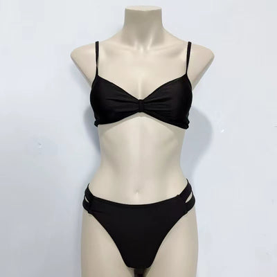 Amber Foreign Trade Original Garment Advanced Black Sexy Two-Piece Swimsuit Hot Spring Vacation Fashion Bikinis Fairy Style With Chest Pad