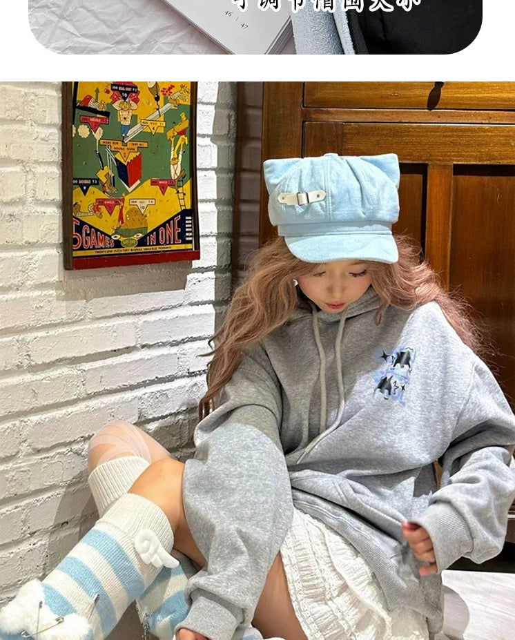 Y2g Punk Subculture Niche Design Painter Cap Children's Autumn and Winter Sweet All-Match Make Your Face Look Smaller Beret Fashion