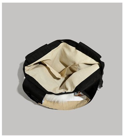 Y2g Cute Funny Stylish Niche Style Patchwork Stuffed Fur Bag College Student Work Clothing Cartoon Canvas Shoulder Bag