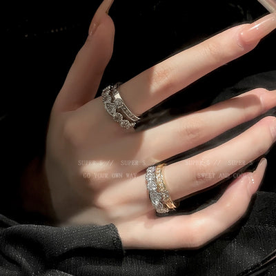 Super Flash Queen Mother Earth Planet Double-Layer Ring Female Twin Switchable Index Finger Ring Accessible Luxury Classy Simple Bracelet Couple's Ring