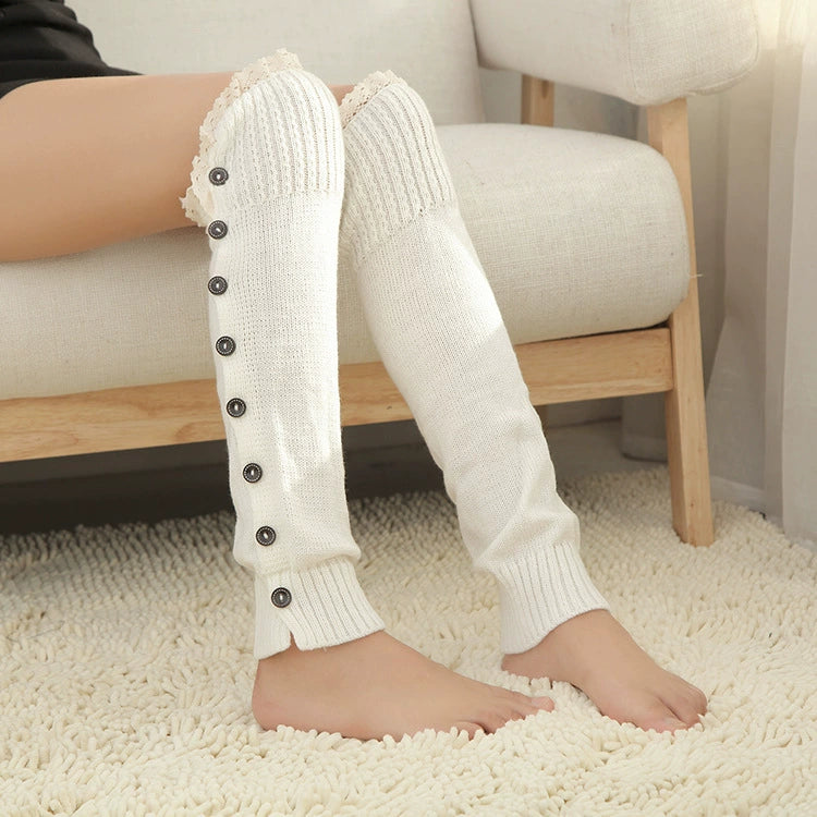 Women's Lolita Autumn Japanese-Style Wool Button Socks
