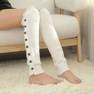 Women's Lolita Autumn Japanese-Style Wool Button Socks
