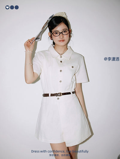 Li Xiaosan Loose-Fit Black Working Wear Dress Fake Two-Piece