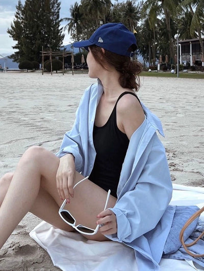 Hot Spring Classic Simple Open Back Outwear Photography Women's Swimsuit