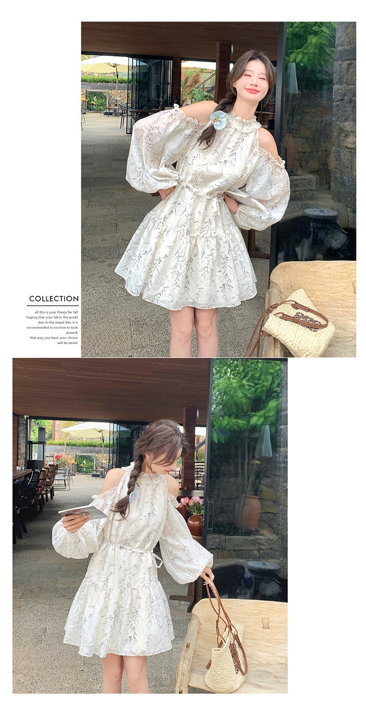 Strapless Dress Covering Belly Thin French Fairy Halterneck