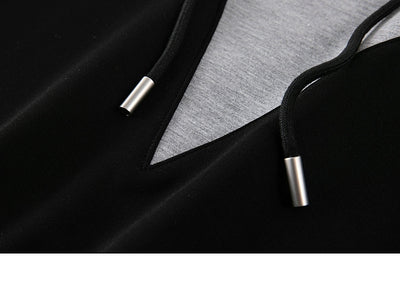 Xwi Xin Not Contrast Color Patchwork Hoodie Dress Female 2024 Autumn Simplicity Generous Slimming Elegant Long Dress