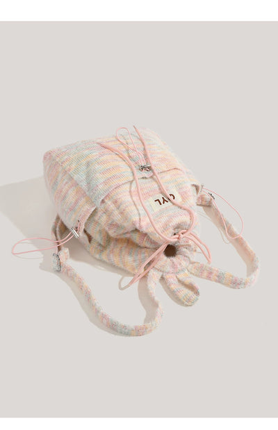 Miearvl Kgds Y2g Millennium Pink Rainbow Backpack 2023 New Large Capacity Woolen Tote Bag