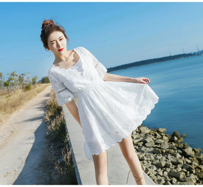 2023 Spring and Summer White Slimming Fresh Dress