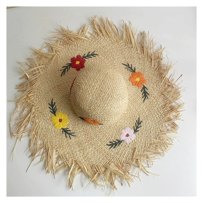 Original Raffia Women's Sun Hat Raw Brim
