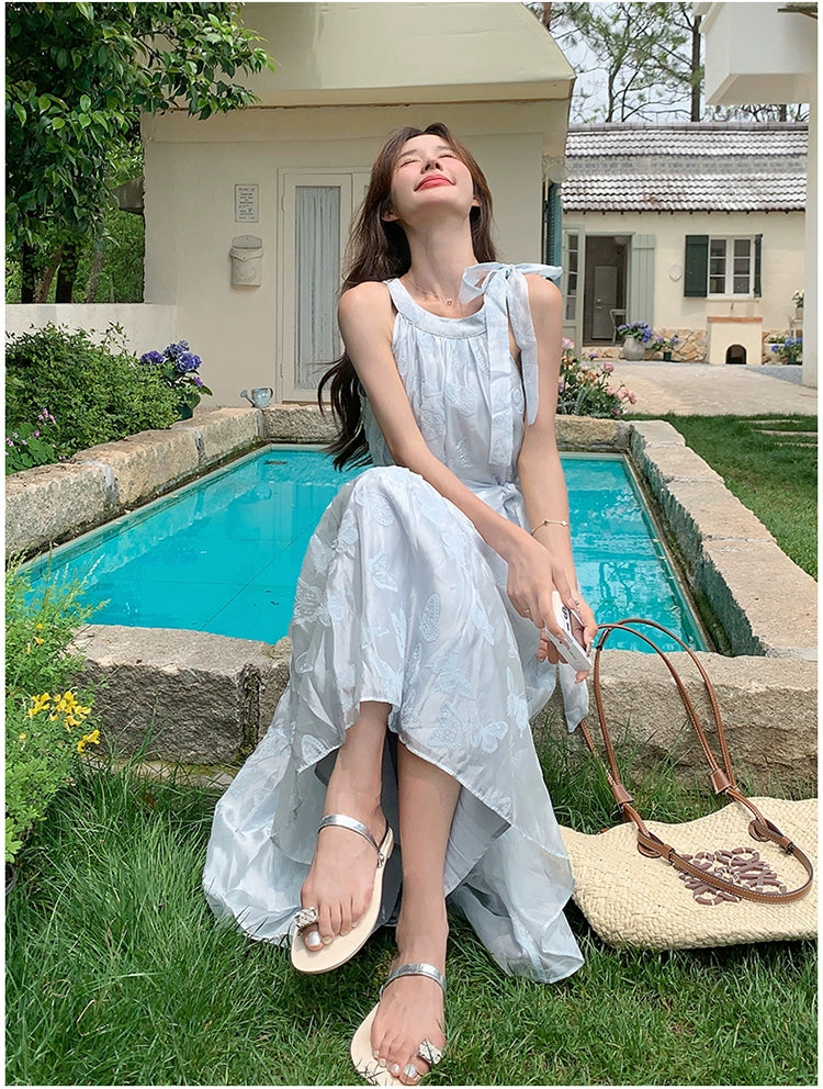 Lazy Vacation Style Dress Summer Elegant Halter