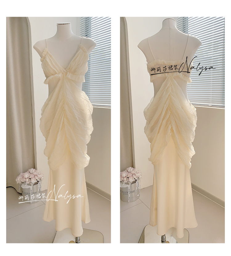 Elegant Ladies Seaside Holiday Midriff Outfit Dress Dress