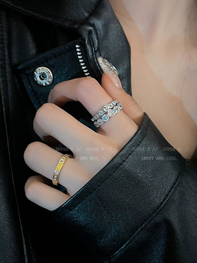 Super Flash Queen Mother Earth Planet Double-Layer Ring Female Twin Switchable Index Finger Ring Accessible Luxury Classy Simple Bracelet Couple's Ring