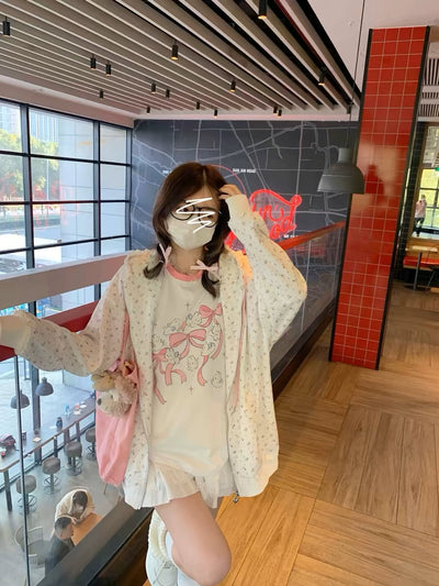 Sub-Culture Y2g Millennium Japanese Style Soft Girl Two-Dimensional Small Floral Cat Embroidered Hoodie Female Fall Winter Coat