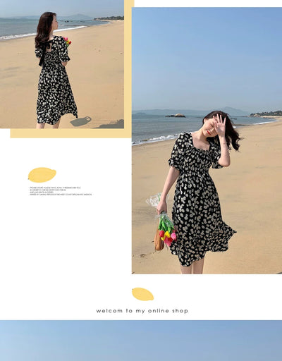Super Fairy Open Back Chiffon Tea Break French Floral Dress
