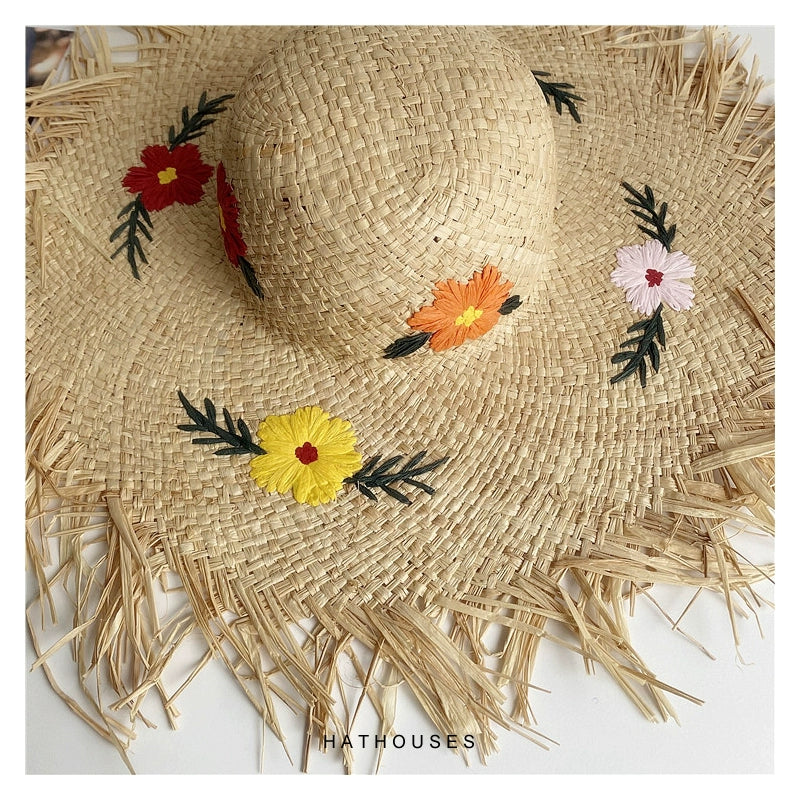 Original Raffia Women's Sun Hat Raw Brim