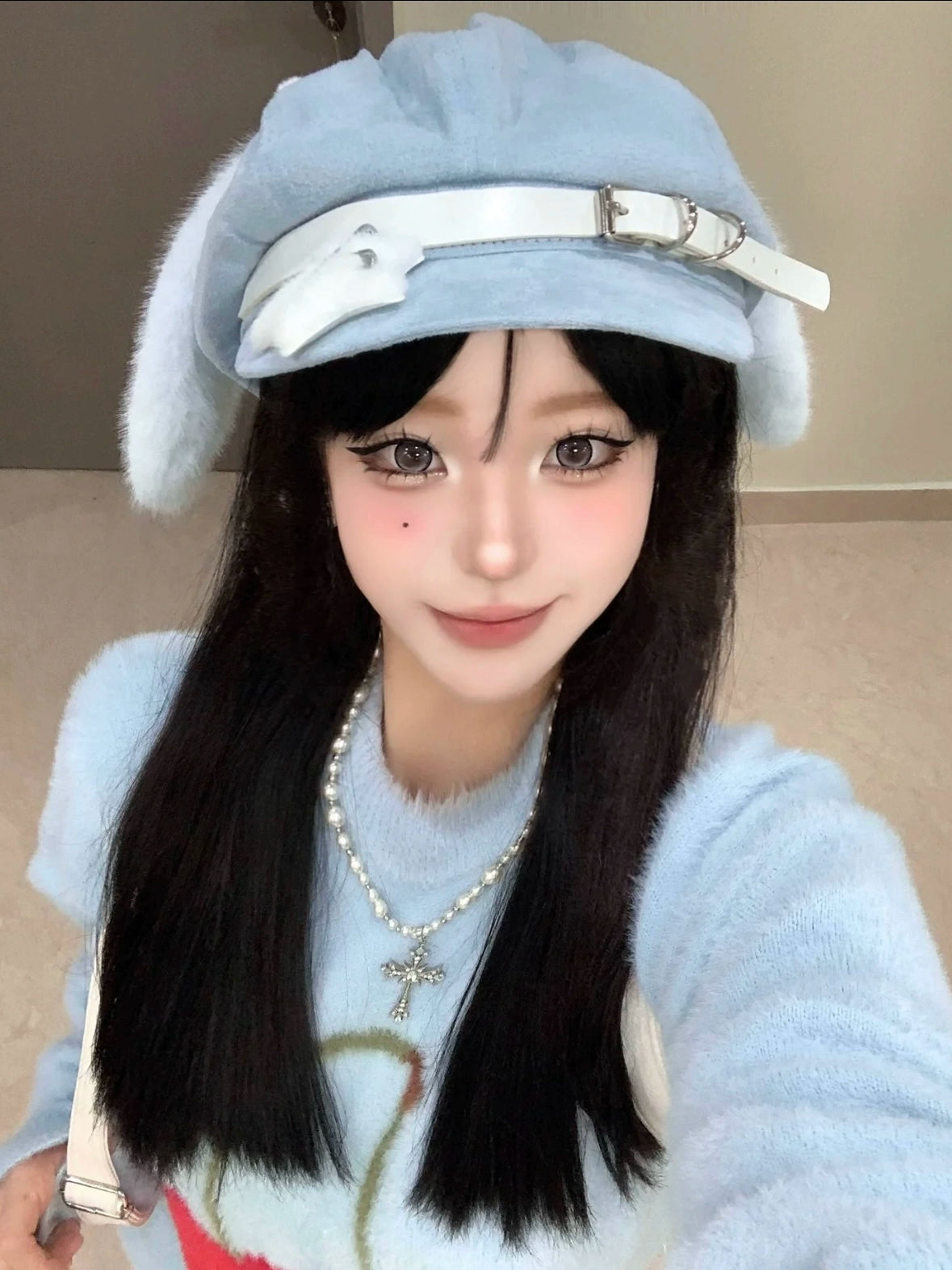 Original Water Color Puppy Ear Cap Subculture Beret Cute Personality House Culture Y2g Gyaru Winter Hat