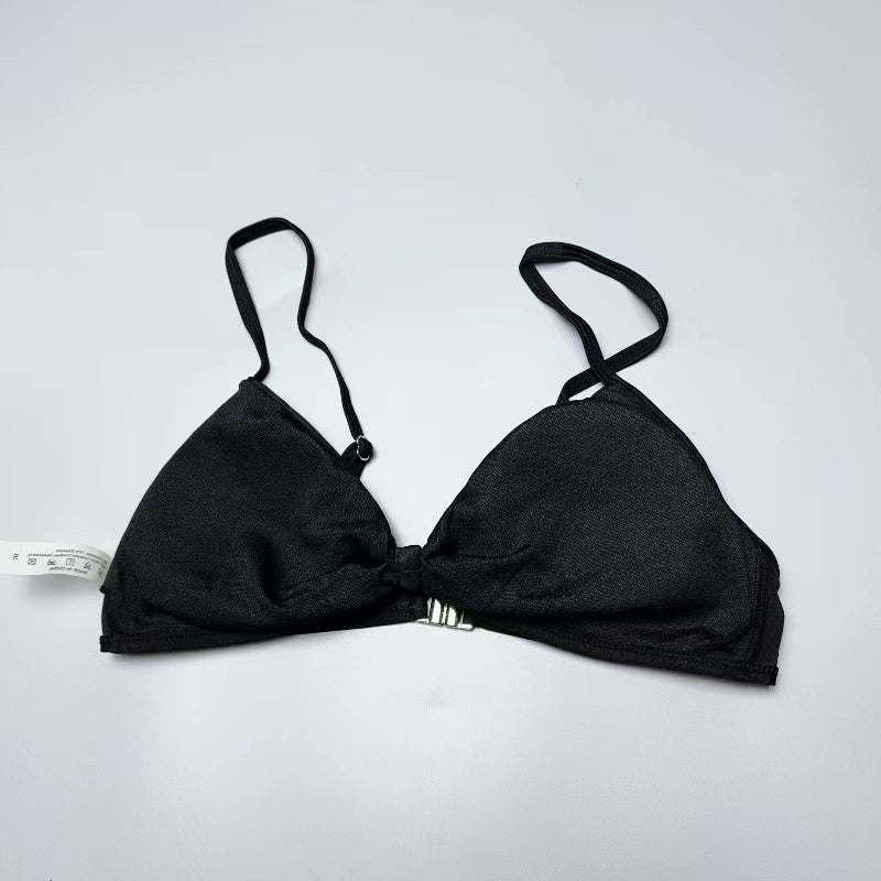 Amber Foreign Trade Original Garment Advanced Black Sexy Two-Piece Swimsuit Hot Spring Vacation Fashion Bikinis Fairy Style With Chest Pad