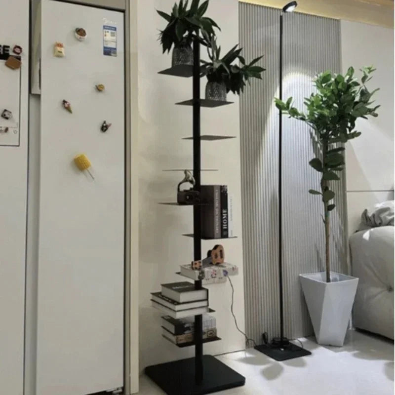 9- Layers Creative Bookcases Iron Rotating Invisible Spiral Bookshelf Living Room Display Shelf Household Corner Room Furniture