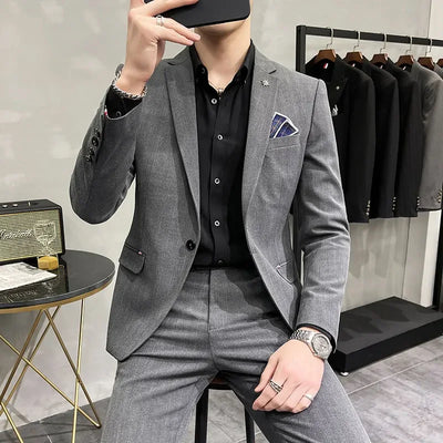 High-Quality Two-Piece Groom Wedding Suit Business Casual Banquet Costume for Men Luxury Ensemble with Trousers