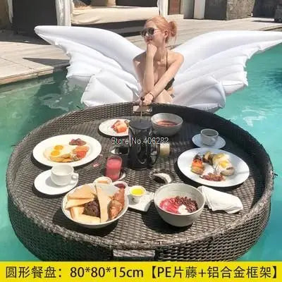 Bali Rattan Tray Swimming Pool Floating Rattan Tray Breakfast Afternoon Tea Dinner Plate Hotel Rattan Basket