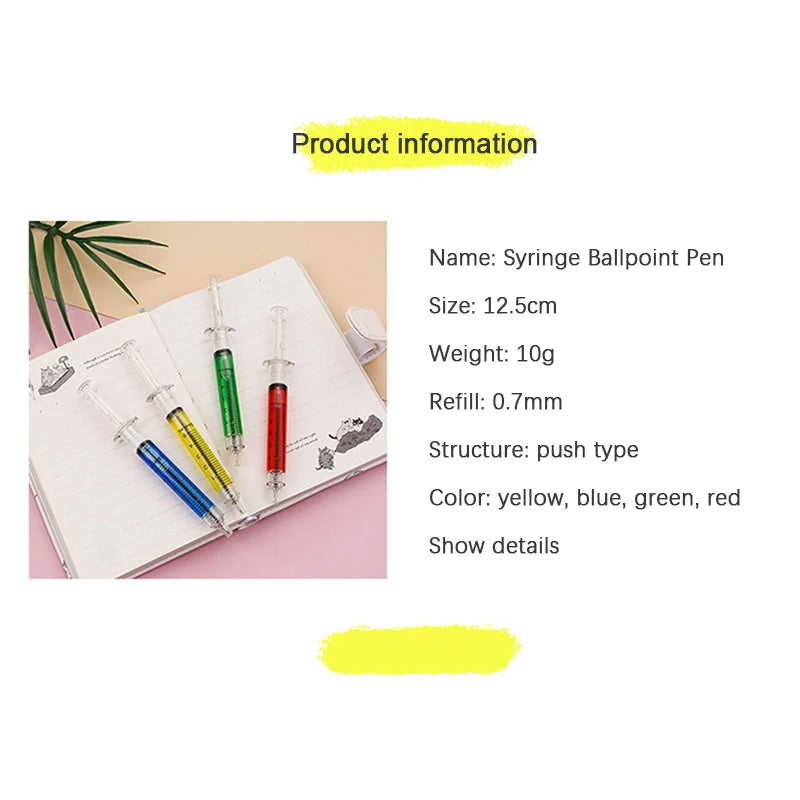 Novelty Syringe Needle Shape Ballpoint Creative Styling Needle Pen Office School Stationery Pen Syringe Needle Ballpoint Pen