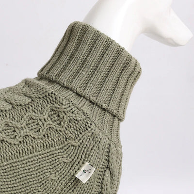 Turtleneck Twist Knitted Sweater for Dogs, Italian Greyhound Whippet, Warm Dog Coat, Dog's Winter Clothing