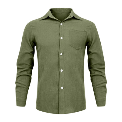 Loose Shirts Men'S Lightweight Long Sleeved Shirt Spring Summer Men'S Casual Cotton Linen Solid Color Long Sleeve Shirts