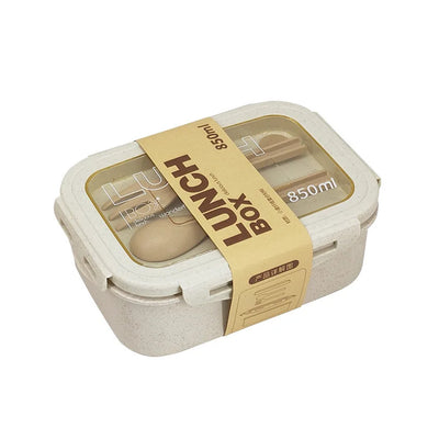 1100ML Lunch Box For Kids School Adults Office Wheat Straw Microwave Picnic Storage Portable Big Bento Box With Spoon Chopsticks