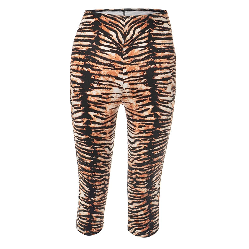 Tiger Print Stretch High-Waisted Pants