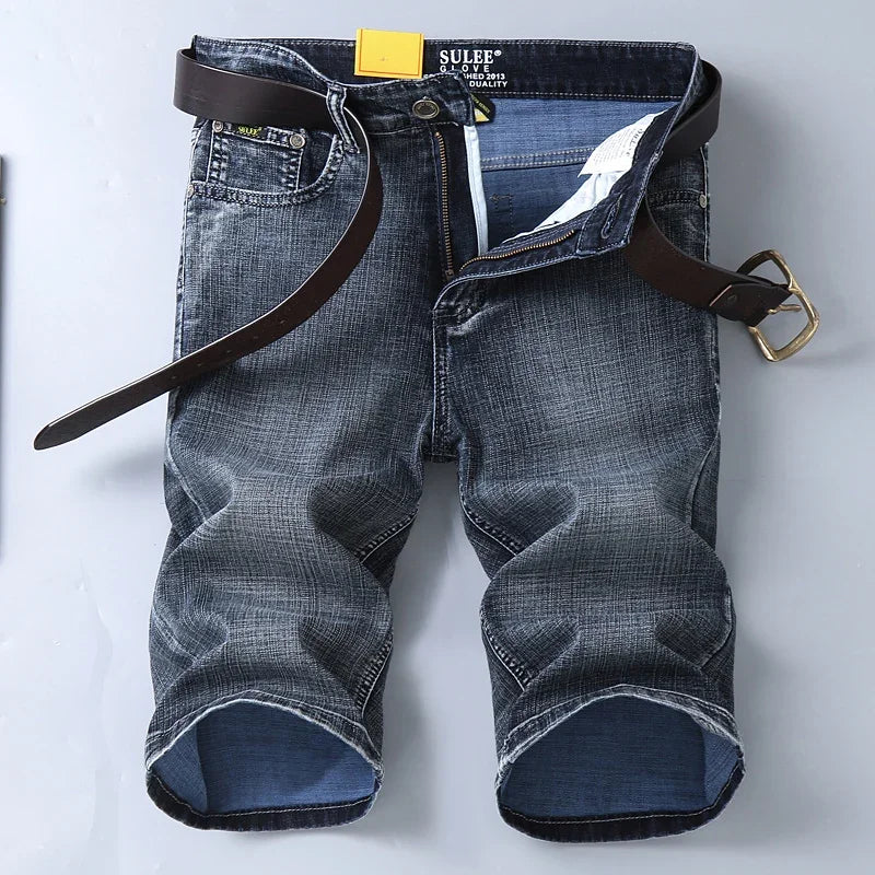 2024 New in SULEE Brand Summer  Men's Stretch Short Jeans Fashion Casual Slim Fit High Quality Elastic Denim Shorts Male Clothes