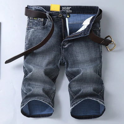2024 New in SULEE Brand Summer  Men's Stretch Short Jeans Fashion Casual Slim Fit High Quality Elastic Denim Shorts Male Clothes