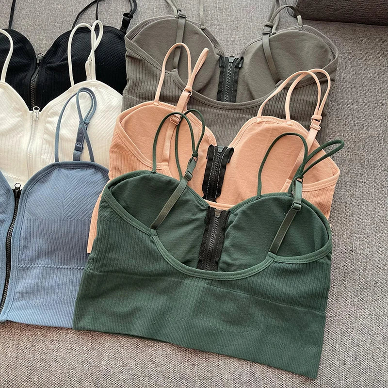Zipper Front Crop Top