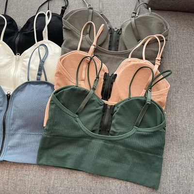 Zipper Front Crop Top