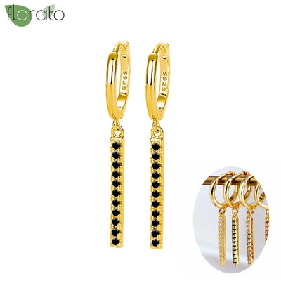 925 Sterling Silver Needle Fashion Round Pendant Small Earrings Luxury Gold Hoop Earrings for Women Premium Black Jewelry Gifts