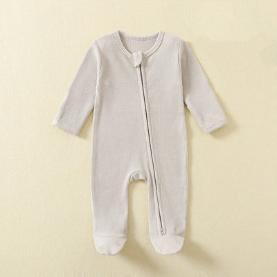 Organic Cotton Baby Rompers Waffle 100% Cotton Infant Boys Girls Jumpsuit Zipper Footed Solid Long-Sleeve Pajamas Sleepsuits