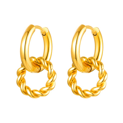 Gold Color Flower Earrings, Stainless Steel Huggie Hoop Earrings, Hypoallergenic Retro Style Bohe Ear Jewelry
