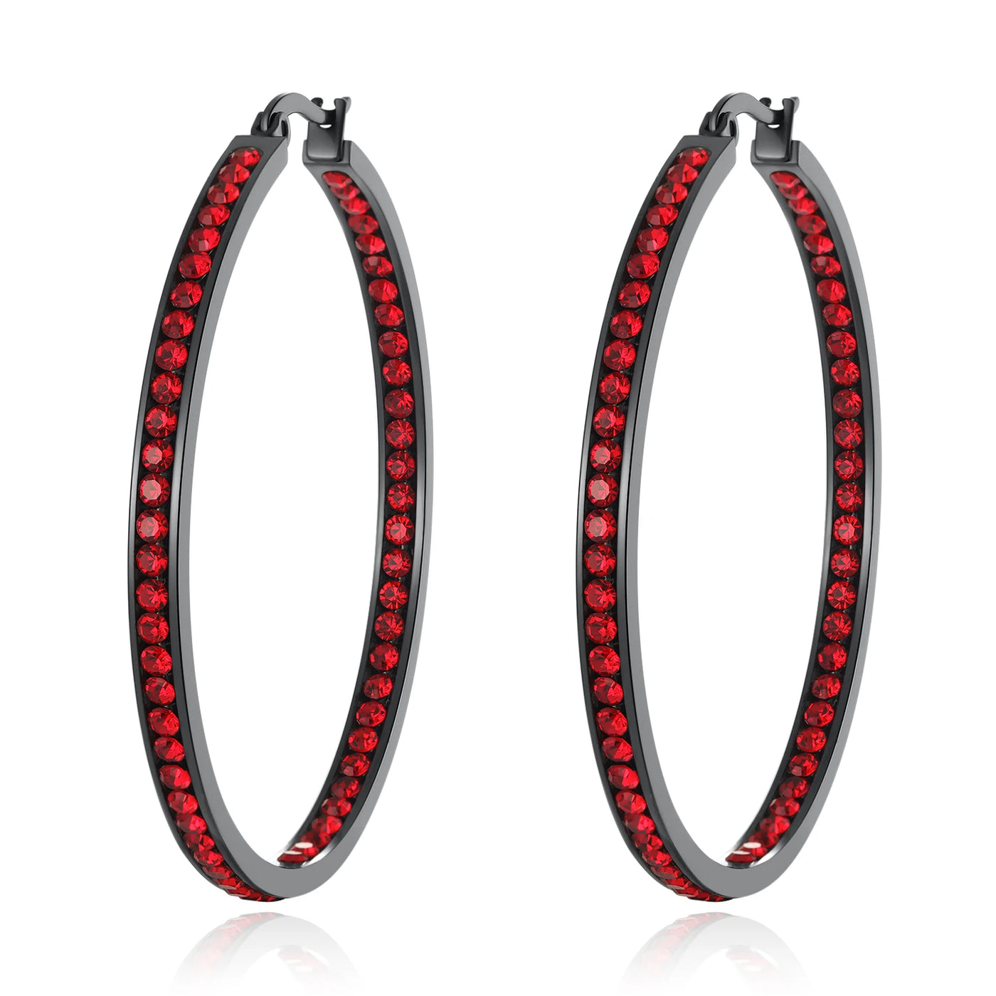 CiNily Hoop Earrings Silver Plated Mult-colors CZ Crystal Stone Stainless Steel Big Round Punk Earring for Women Summer Jewerly