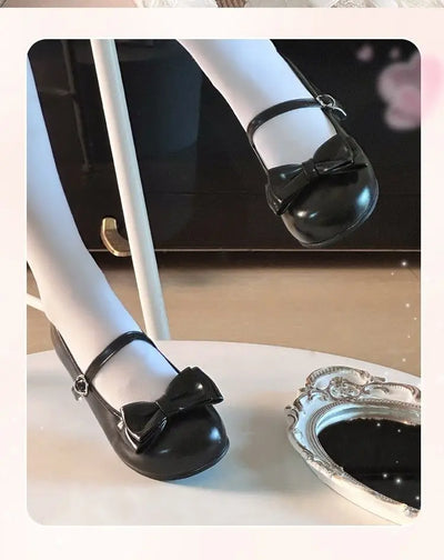 2025 Lolita Style Sweet Girls Princess Leather Shoes Elegant Bowknot Kids Ballet Shoes  Children Fashion Dresses Flat Shoes Soft