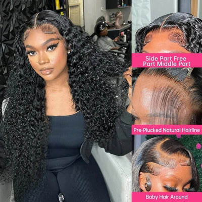 200% Hair Wigs Human Hair Deep Wave 13x4 Lace Frontal Wig Water Wave 4x4 Lace Closure Pre Plucked 13X6 HD Lace Frontal Wig