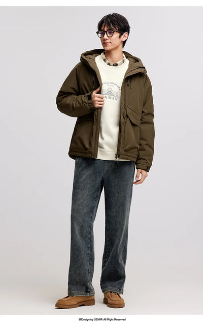 Semir Cotton-Padded Jacket Men 2024 Winter Waterproof, Oil-Resistant, Stain-Resistant and Windproof Outerwear Loose
