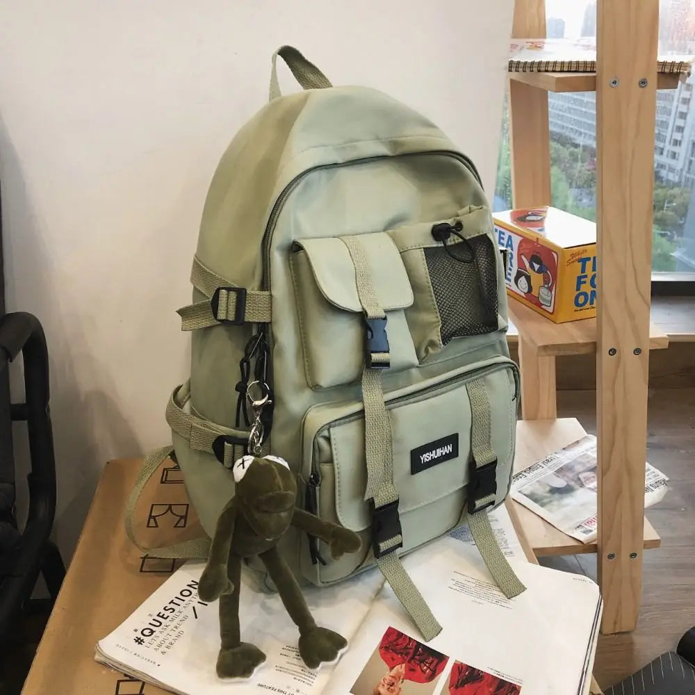 Casual Nylon Student Backpack Canvas Harajuku Shoulders Bag Rucksack Large Capacity School Bag Lady
