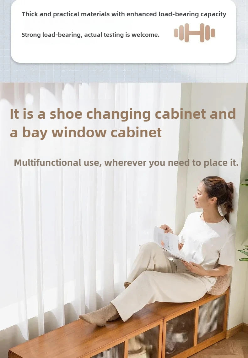 Multi-functional Bay Window Storage Cabinet Bedroom Balcony Low Cabinet Flip Long Tatami Storage Furniture Versatile Organizer