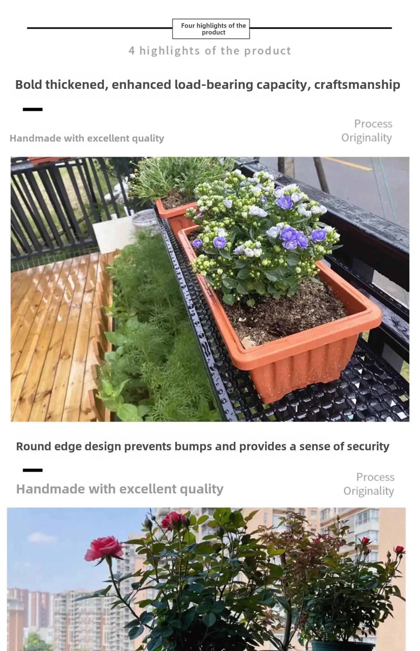 Elegant European-Style Flower Stand Expansive Iron Art Balcony Rail Organizer Decorative Hanging Pot Holder Urban Green Space