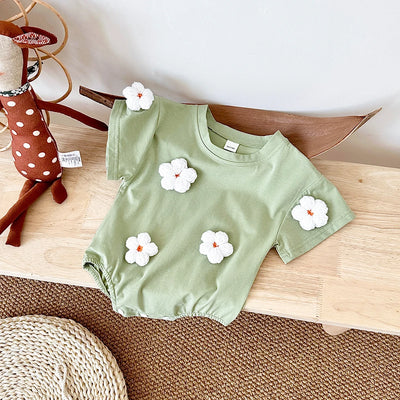 New Summer Infant Short Sleeve Romper Baby Triangle Bodysuit Clothes Baby Girl Jumpsuit Love Cloud Pattern Cartoon Boy 0-18M